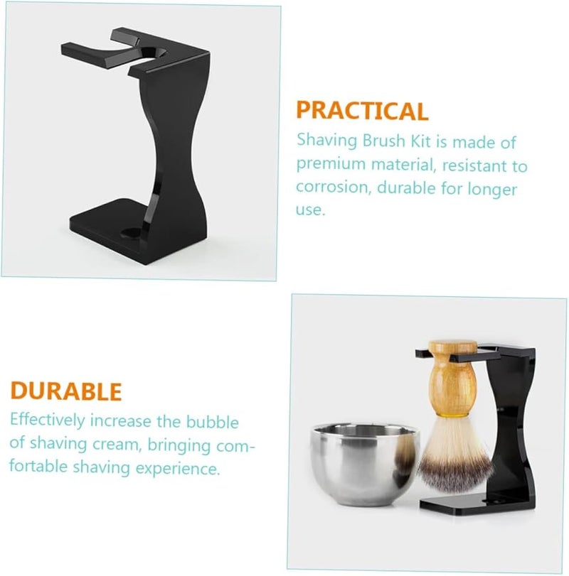 NOLITOY Black Shaving Brush Stand Set With Beard Brush Holder For Men Home Barbershop - Image 3